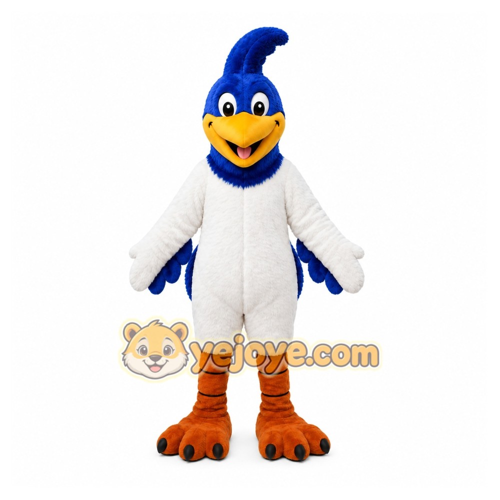 Blue Bird Mascot Costume with Custom Logo
