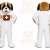 White Dog Mascot Costume with Custom Logo