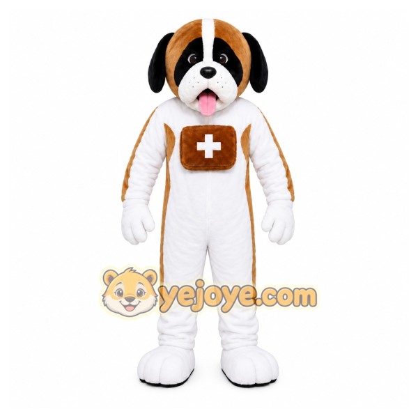 White Dog Mascot Costume with Custom Logo White Dog Mascot Costume with Custom Logo