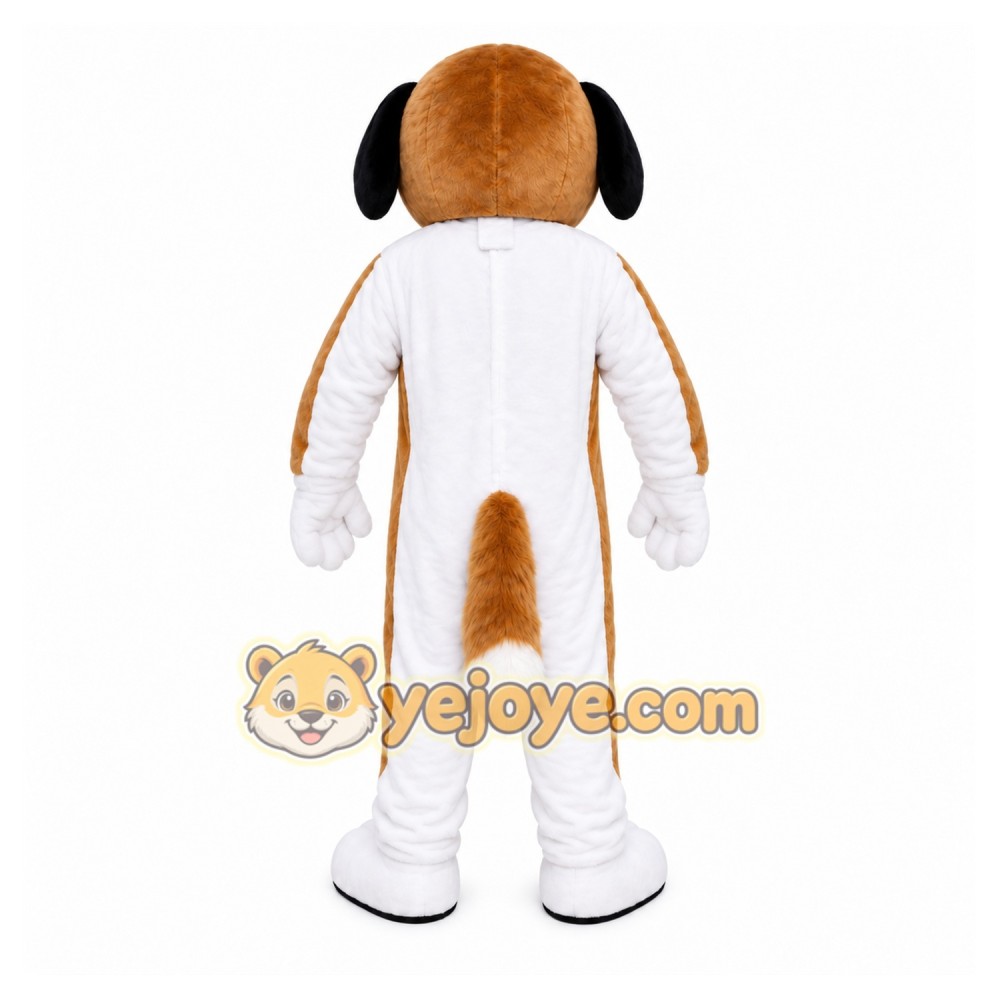 White Dog Mascot Costume with Custom Logo