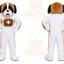 White Dog Mascot Costume with Custom Logo