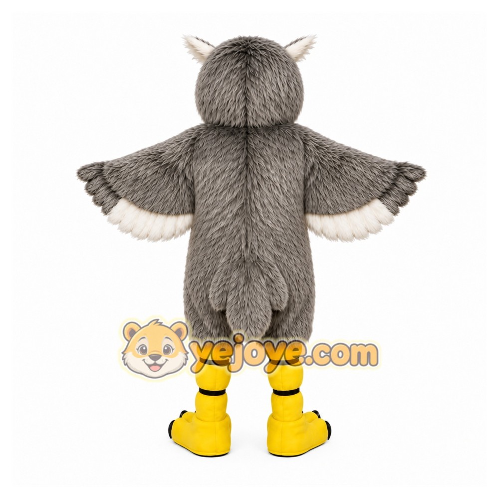 Gray Owl Mascot Costume with Custom Logo Gray Owl Mascot Costume with Custom Logo