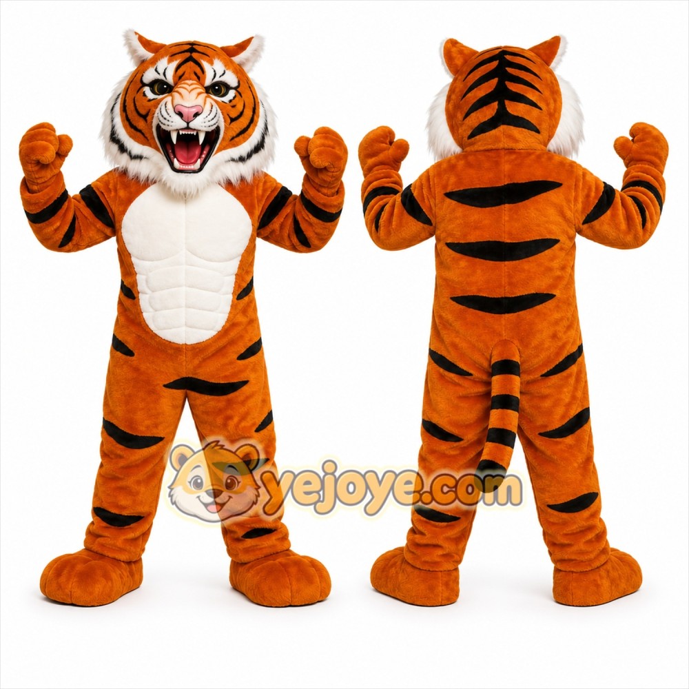 Orange Tiger Mascot Costume with Custom Logo Orange Tiger Mascot Costume with Custom Logo