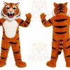 Orange Tiger Mascot Costume with Custom Logo