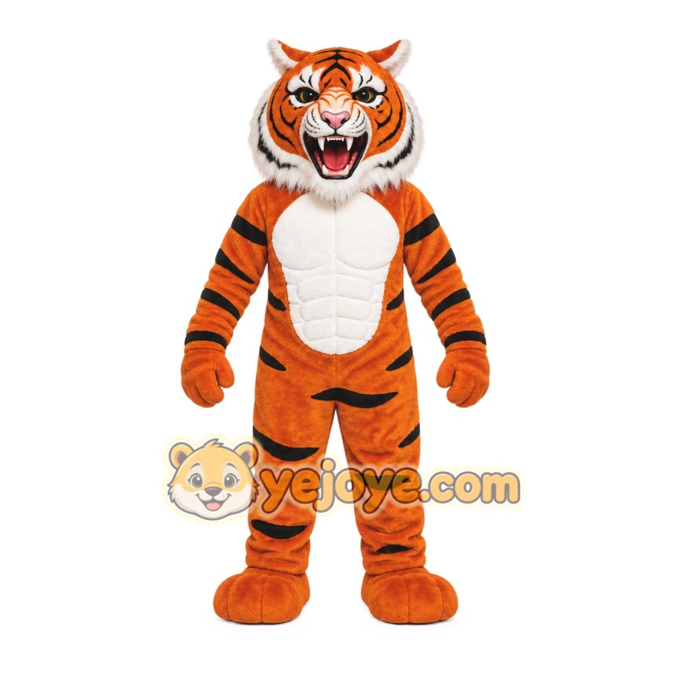 Orange Tiger Mascot Costume with Custom Logo Orange Tiger Mascot Costume with Custom Logo