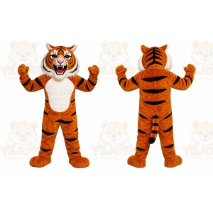 Orange Tiger Mascot Costume with Custom Logo