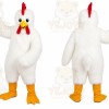 White Chicken Mascot Costume with Custom Logo
