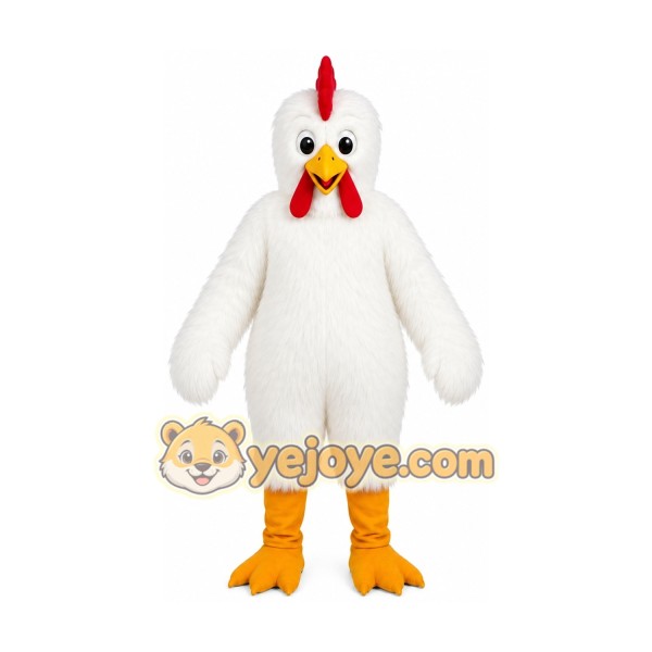 White Chicken Mascot Costume with Custom Logo White Chicken Mascot Costume with Custom Logo
