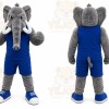 Gray Elephant Mascot Costume with Custom Logo