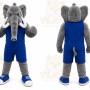 Gray Elephant Mascot Costume with Custom Logo