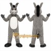 Gray Donkey Mascot Costume with Custom Logo