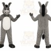 Gray Donkey Mascot Costume with Custom Logo