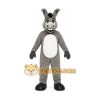 Gray Donkey Mascot Costume with Custom Logo