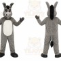 Gray Donkey Mascot Costume with Custom Logo