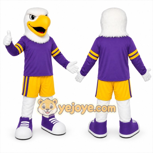 White Bird Mascot Costume with Custom Logo