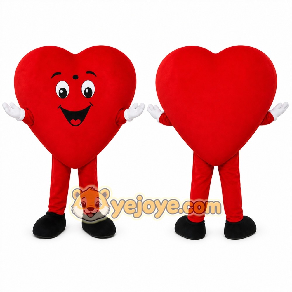 Red Heart Mascot Costume with Custom Logo
