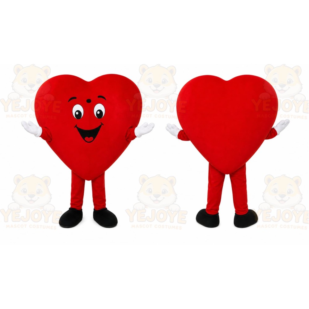Red Heart Mascot Costume with Custom Logo