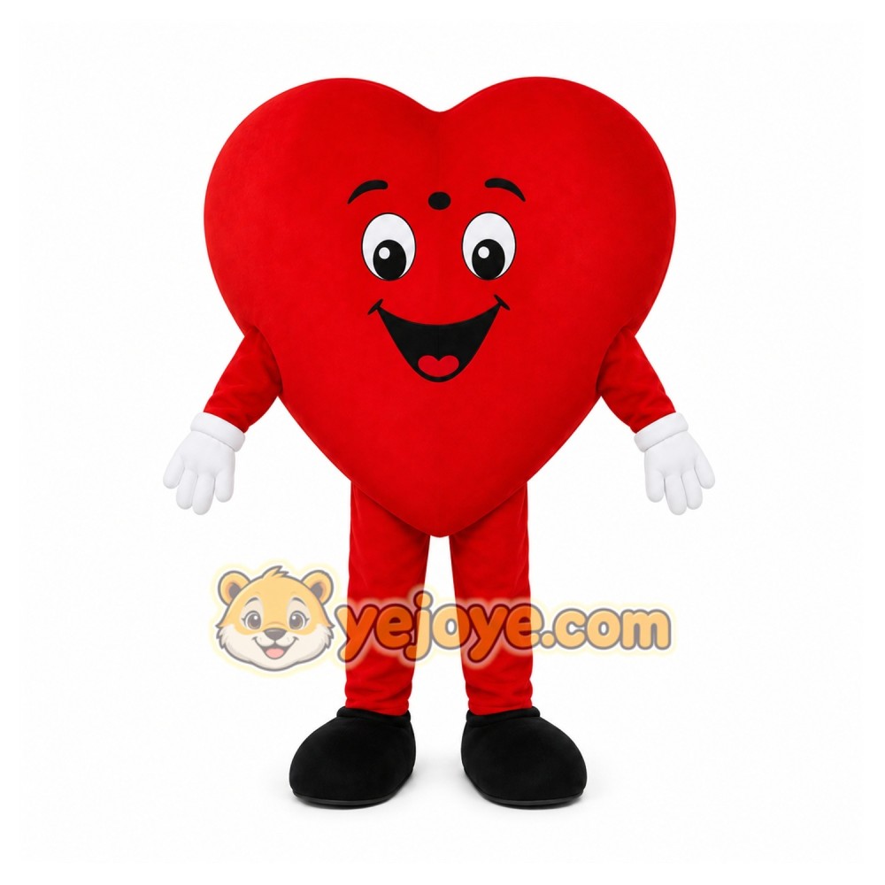 Red Heart Mascot Costume with Custom Logo