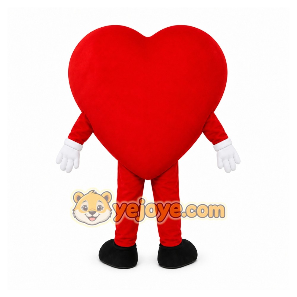 Red Heart Mascot Costume with Custom Logo
