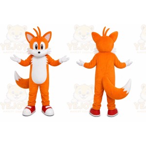 Orange Fox Mascot Costume with Custom Logo