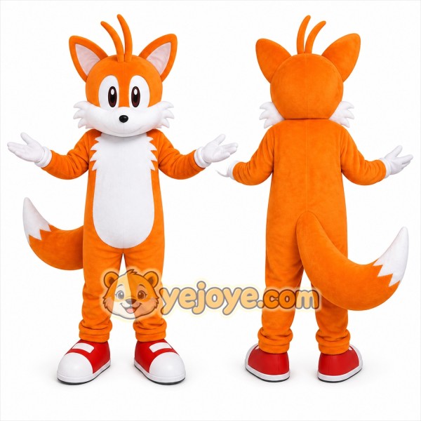 Orange Fox Mascot Costume with Custom Logo