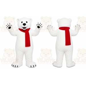 White Bear Mascot Costume with Custom Logo