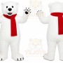 White Bear Mascot Costume with Custom Logo