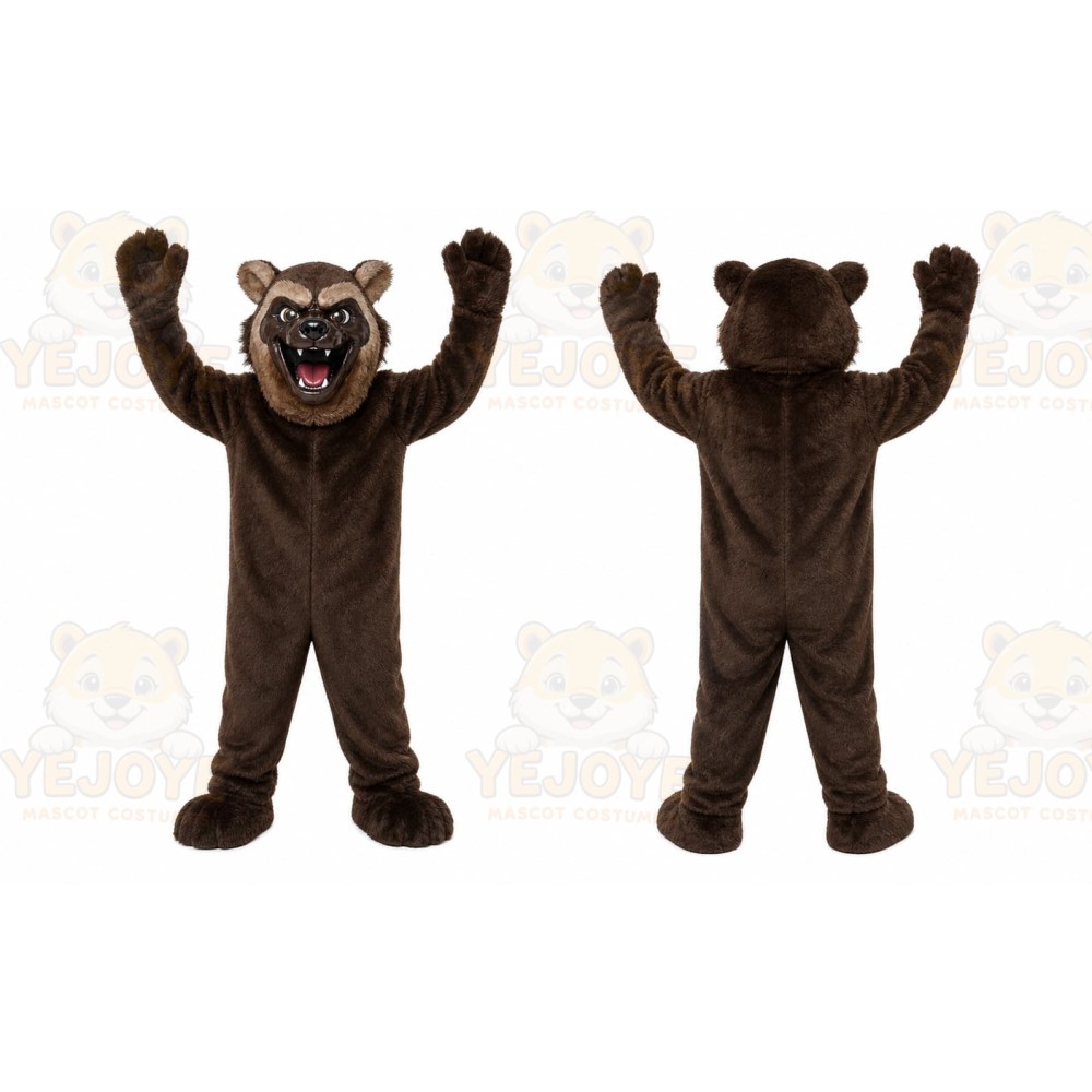Brown Bear Mascot Costume with Custom Logo
