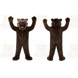 Brown Bear Mascot Costume with Custom Logo