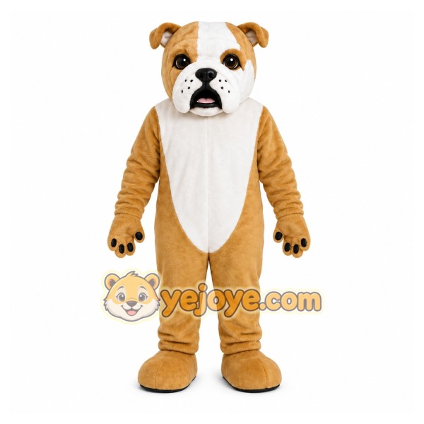 Tan Dog Mascot Costume with Custom Logo Tan Dog Mascot Costume with Custom Logo