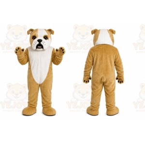Tan Dog Mascot Costume with Custom Logo