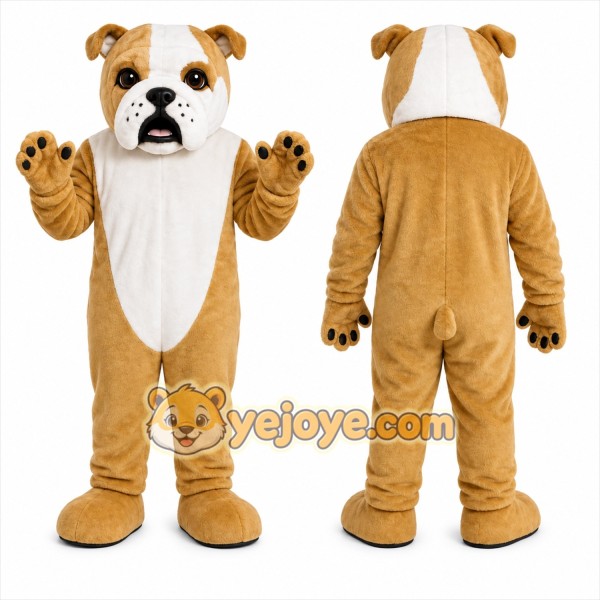 Tan Dog Mascot Costume with Custom Logo
