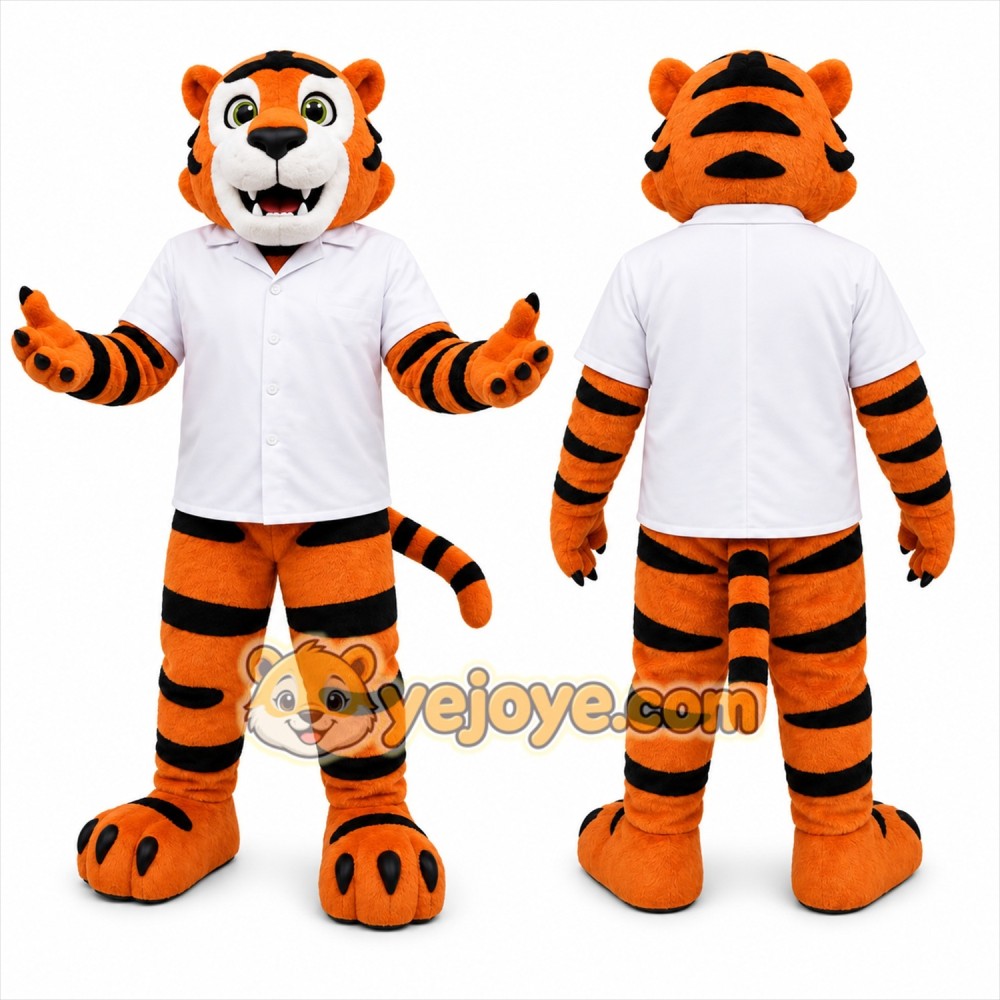 Orange Tiger Mascot Costume with Custom Logo Orange Tiger Mascot Costume with Custom Logo