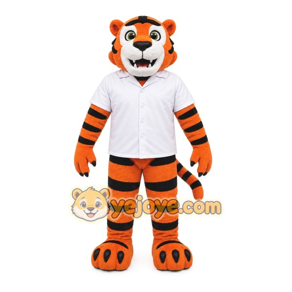 Orange Tiger Mascot Costume with Custom Logo