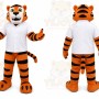 Orange Tiger Mascot Costume with Custom Logo