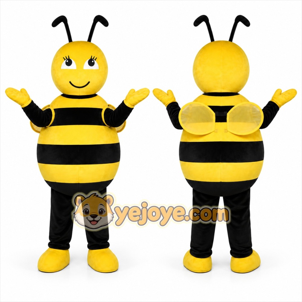Yellow Bee Mascot Costume with Custom Logo Yellow Bee Mascot Costume with Custom Logo