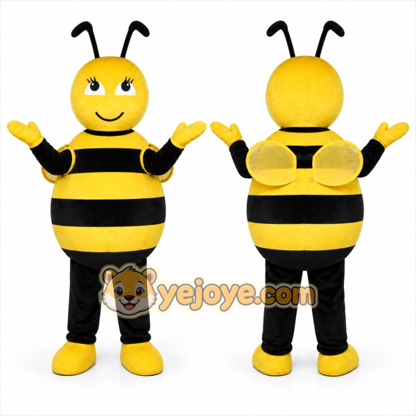 Yellow Bee Mascot Costume with Custom Logo