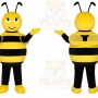 Yellow Bee Mascot Costume with Custom Logo