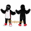 Black Bird Mascot Costume with Custom Logo