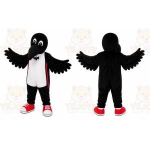 Black Bird Mascot Costume with Custom Logo