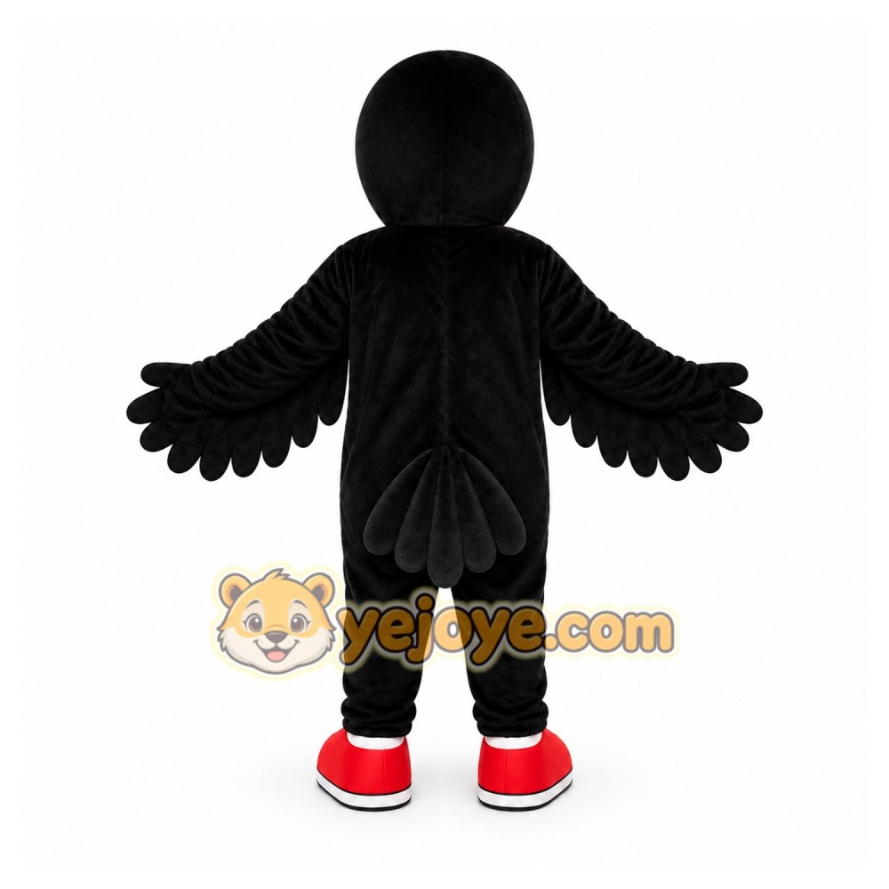Black Bird Mascot Costume with Custom Logo
