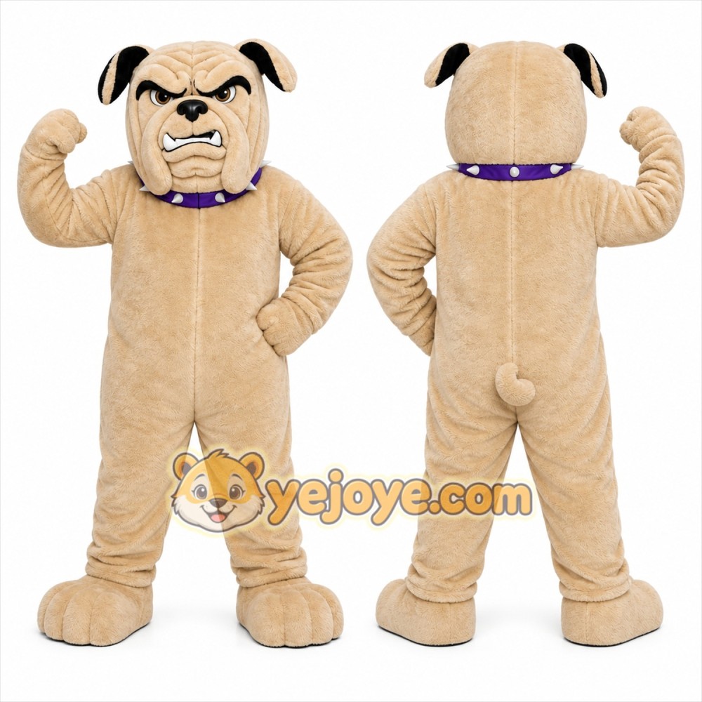 Tan Dog Mascot Costume with Custom Logo