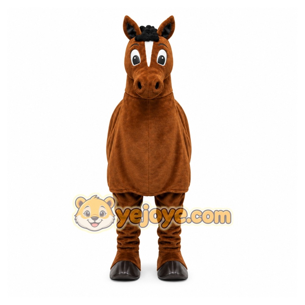 Brown Horse Mascot Costume with Custom Logo Brown Horse Mascot Costume with Custom Logo