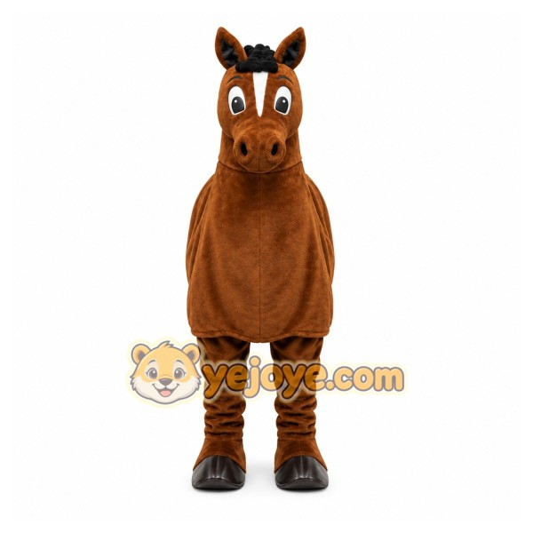 Brown Horse Mascot Costume with Custom Logo