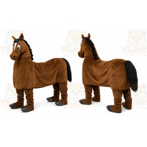 Brown Horse Mascot Costume with Custom Logo