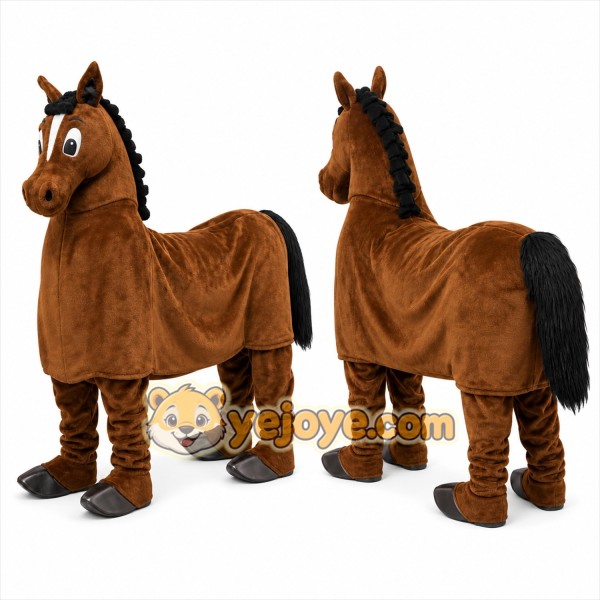 Brown Horse Mascot Costume with Custom Logo