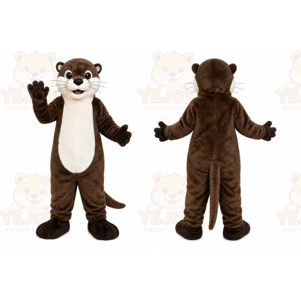 Brown Otter Mascot Costume with Custom Logo