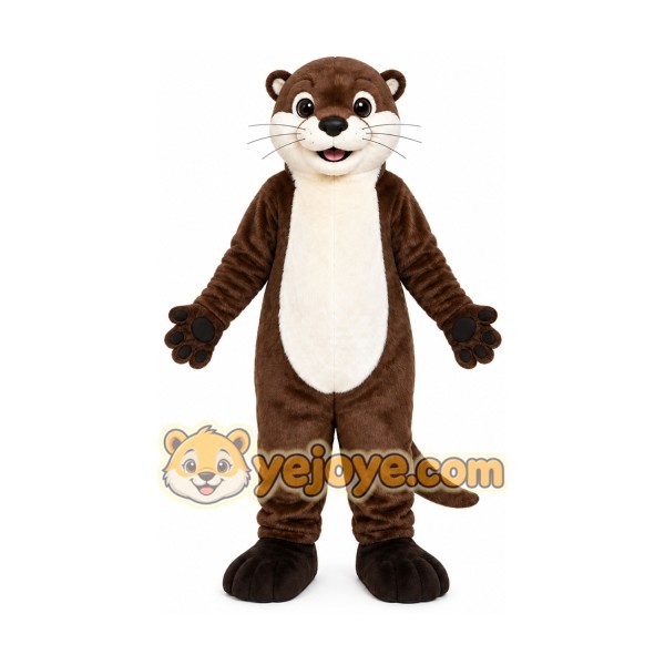 Brown Otter Mascot Costume with Custom Logo
