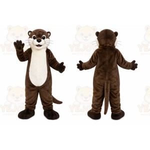 Brown Otter Mascot Costume with Custom Logo