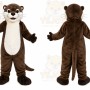 Brown Otter Mascot Costume with Custom Logo